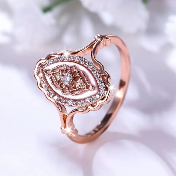 14k Rose Gold Diamond Ring Band - Picture 4 of 4